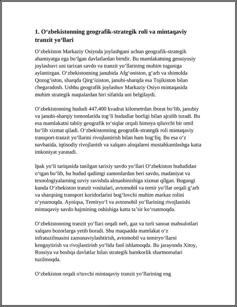 O‘zbekiston va Jahon Ahamiyati 3