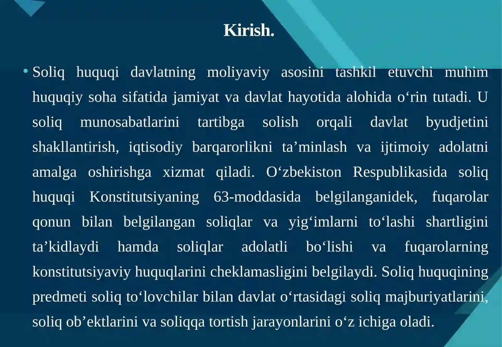 Soliq huquqining predmeti, usuli va tizimi 3