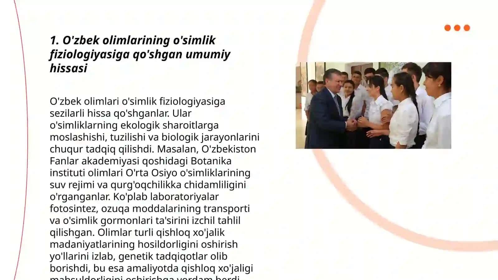 O'simliklar fiziologiyasiga hissa qo'shgan o'zbek olimlarini borgan ilmiy tadqiqot ishlari 3