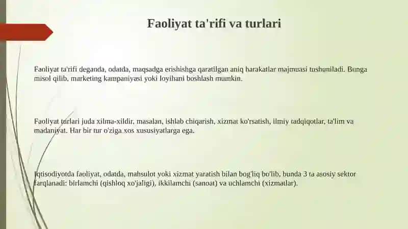 Faoliyat turlari 3