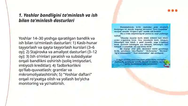 Yoshlarni qo'llab - quvvatlash borasida islohotlar 3