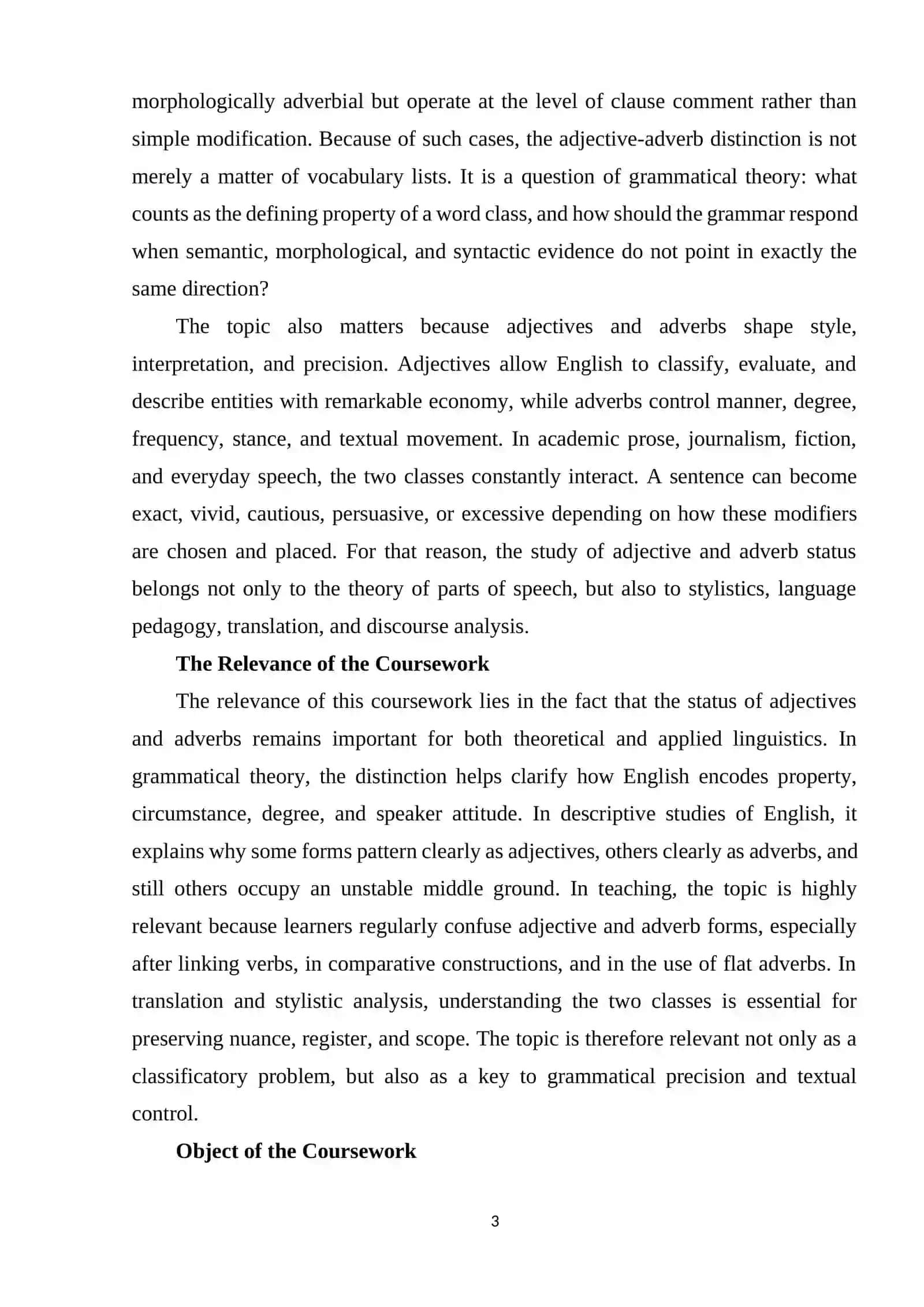 The Status of the Adjective and Adverb in English Grammar 3