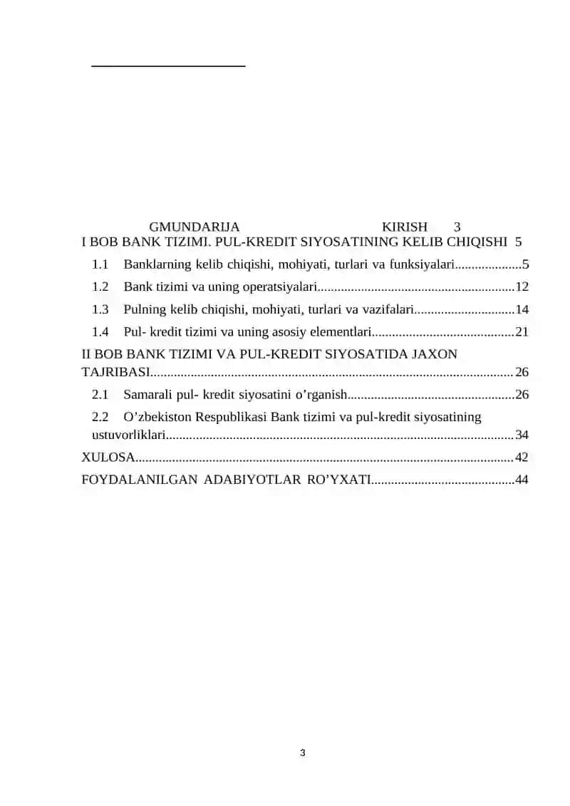 BANK TIZIMI. PUL- KREDIT SIYOSATI 3