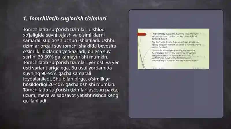 Tomchilatib sugʻorish tizimlari 3