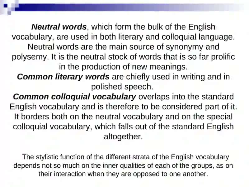 Stylistic Classification of the English Vocabulary 3