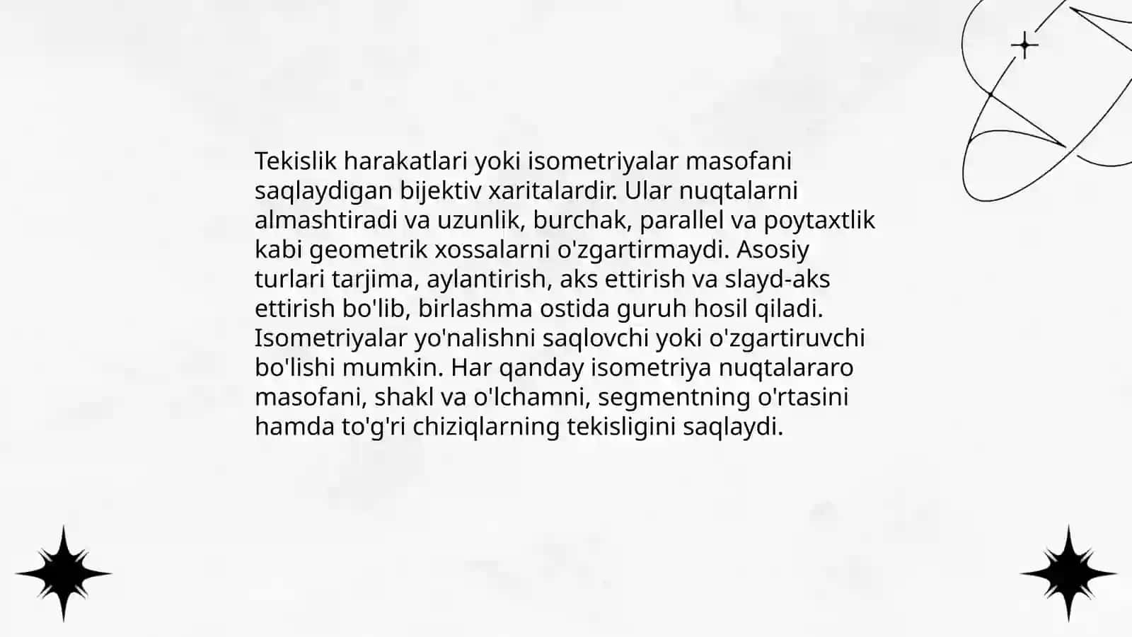 Tekislikning harakatlar va ularning xossalari 3