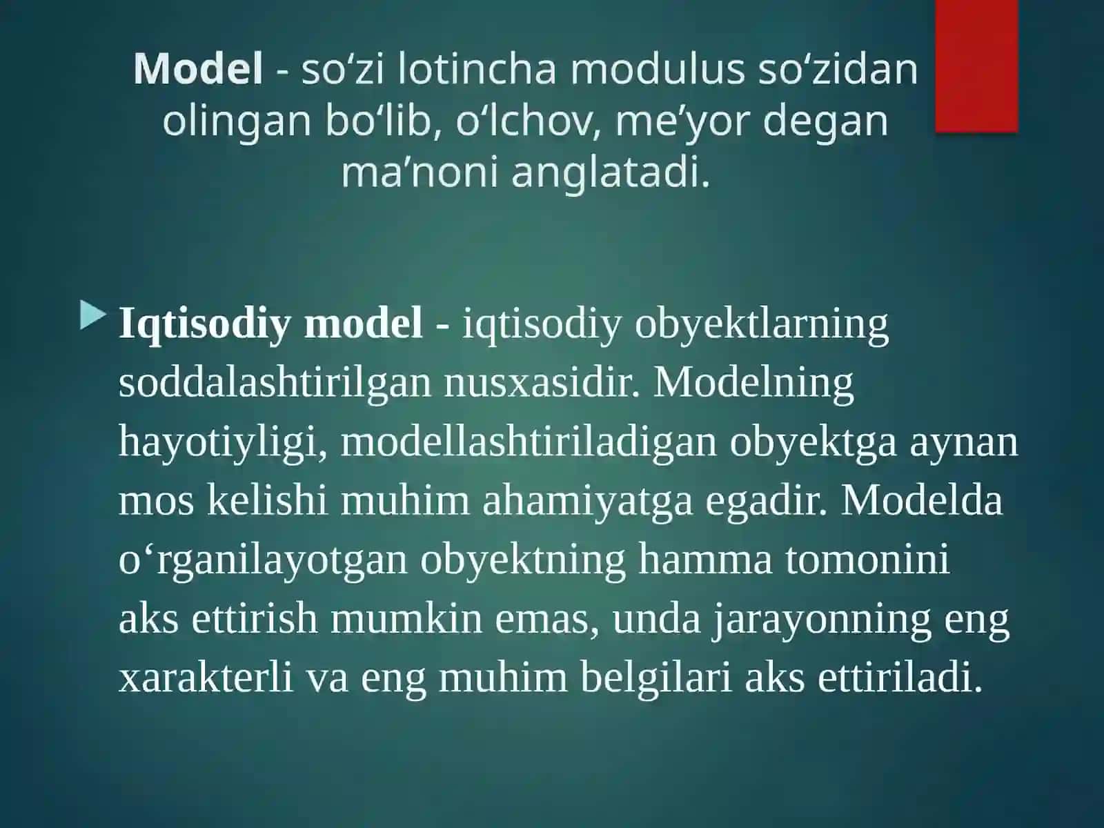 Model va modellashtirish tushunchalari 3