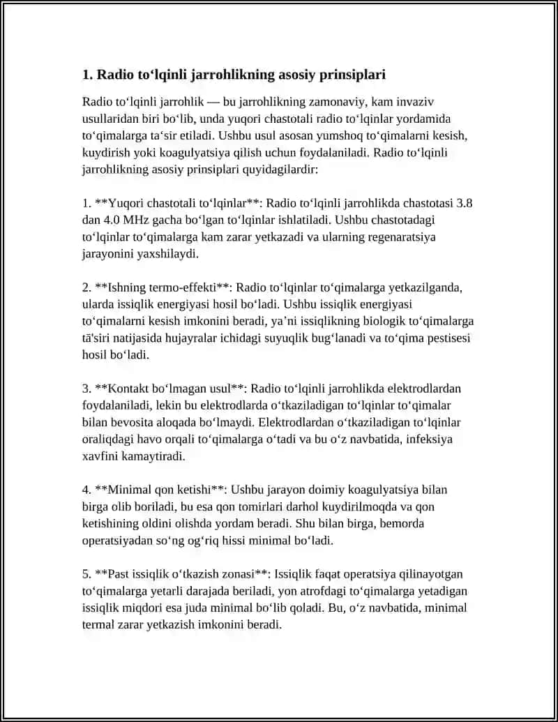 RADIO TOʻLQINLI JARROHLIK 3