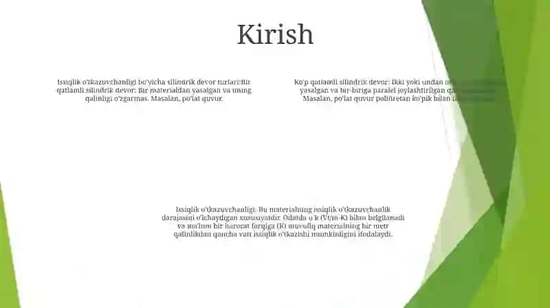 Silindrik Devorlar Issiqlik OʻTkazuvchanligi 3