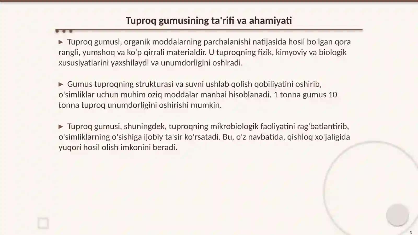 Tuproq gumusi va unumdorligi 3