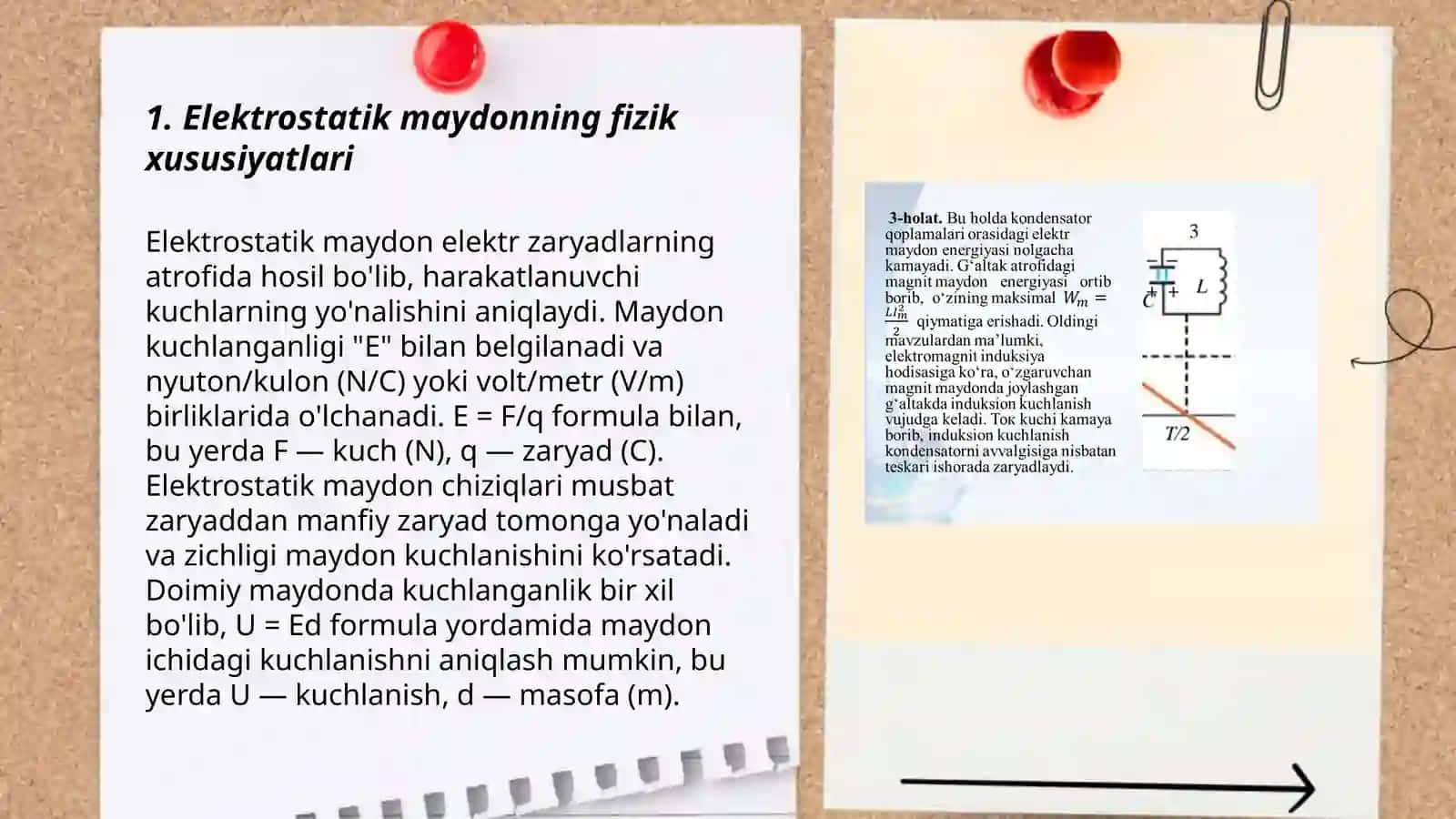 Elektrostatik maydon energiyasi zichligi 3