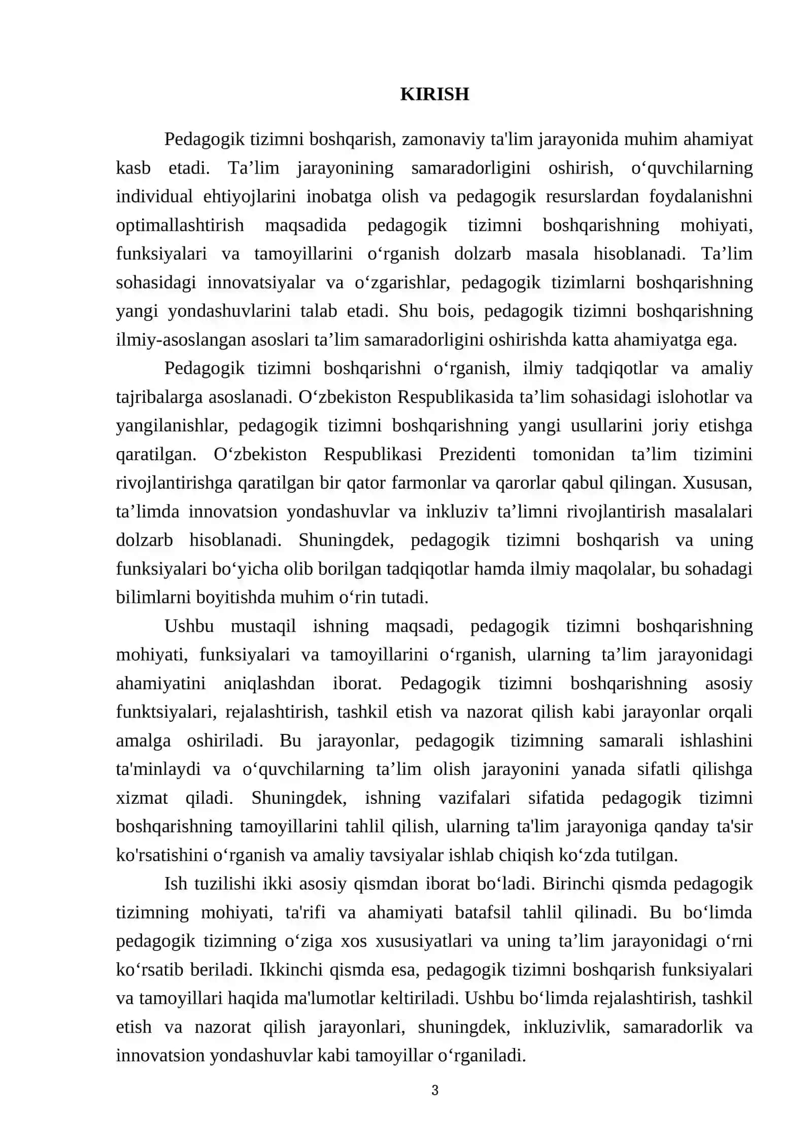 Pedagogik tizimni boshqarish:mohiyati funksiyalari va tamoyillari 3