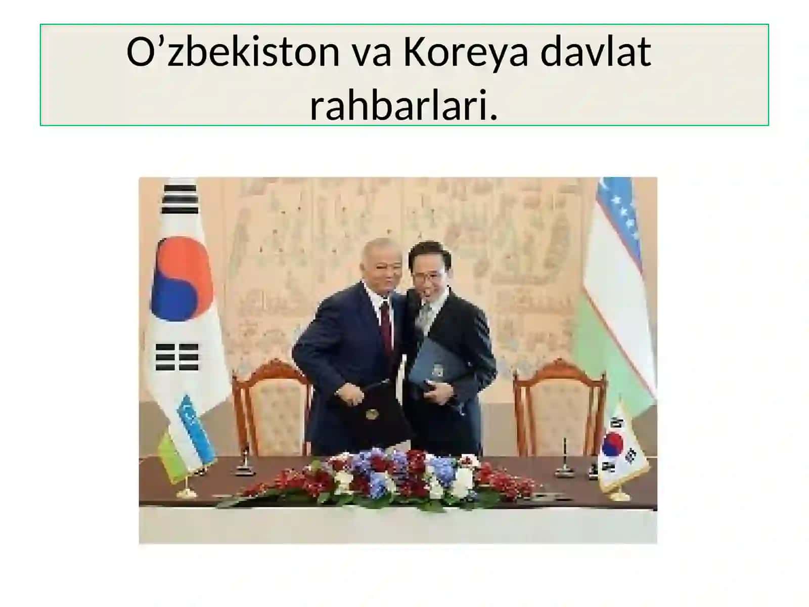 O’zbekiston va Janubiy Koreya do’stlik munosabatlarining o’rnatilishi 3