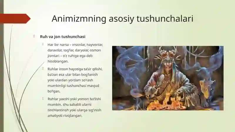 Ibtidoiy dinlar(Animizm, Fetishizm,Totemizm, Shomonizm) 3