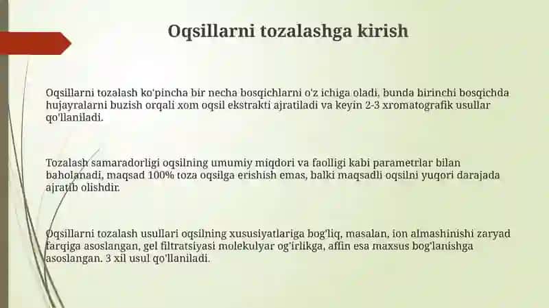 Oqsillarning tozalash usullari 3