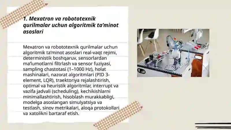 Mexatron va robototexnik qurilmalarni algoritmik va dasturiy ta’minoti. 3