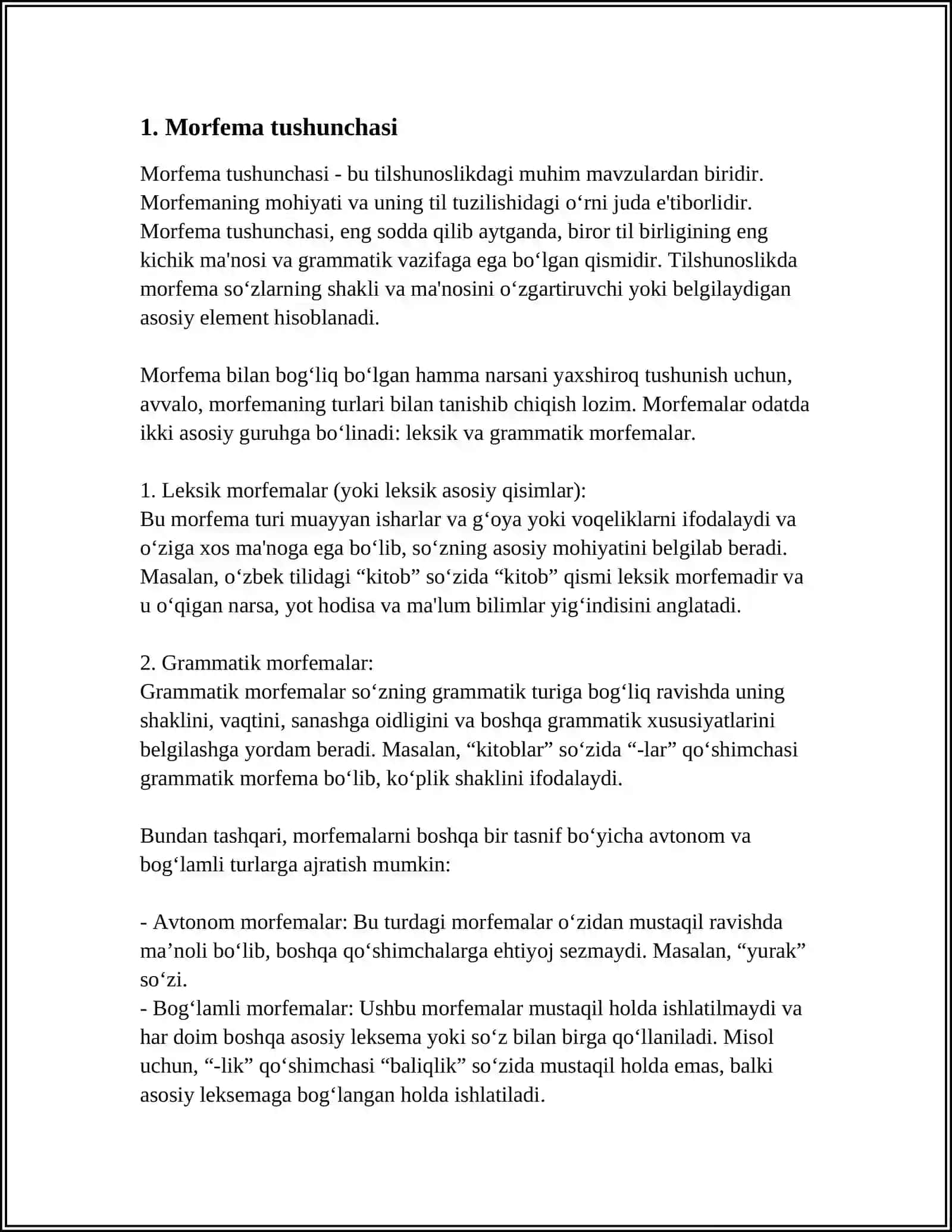 MORFEMA VA QO'SHIMCHA MUNOSABATI 3