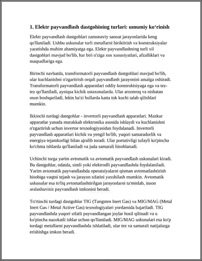 Elektr payvandlash dastgohining turlari 3