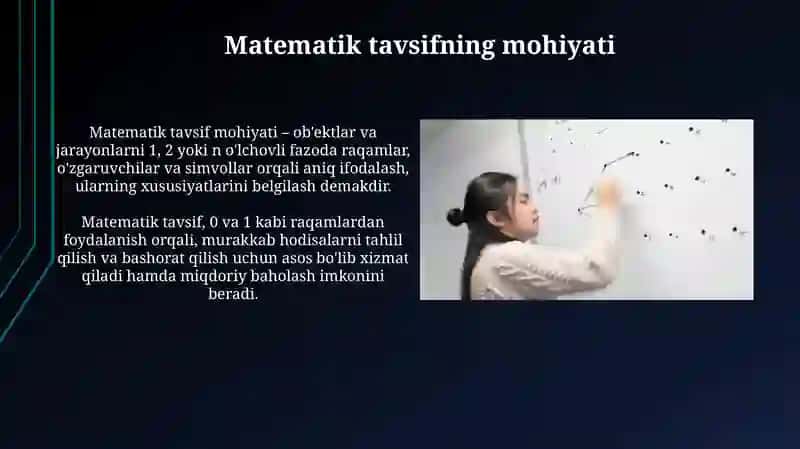 Matematik tavsif va uni tashkiletuvchitenglamalar 3