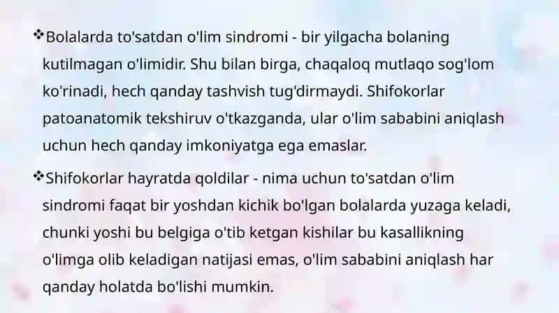 To’satdan bolalar o’limi sindromi 3