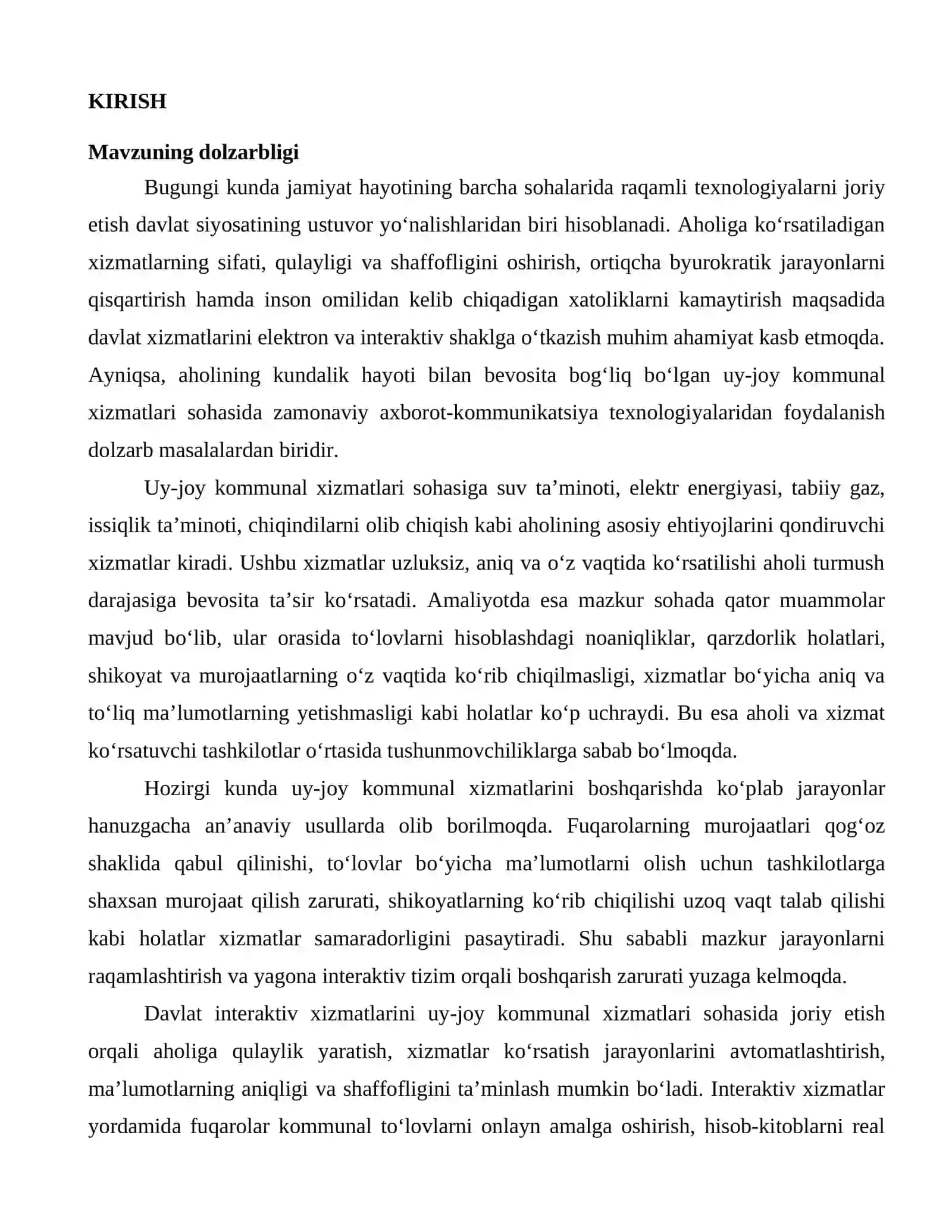 Uy-joy kommunal xizmat ko'rsatish sohasida davlat interaktiv xizmatlarini 3