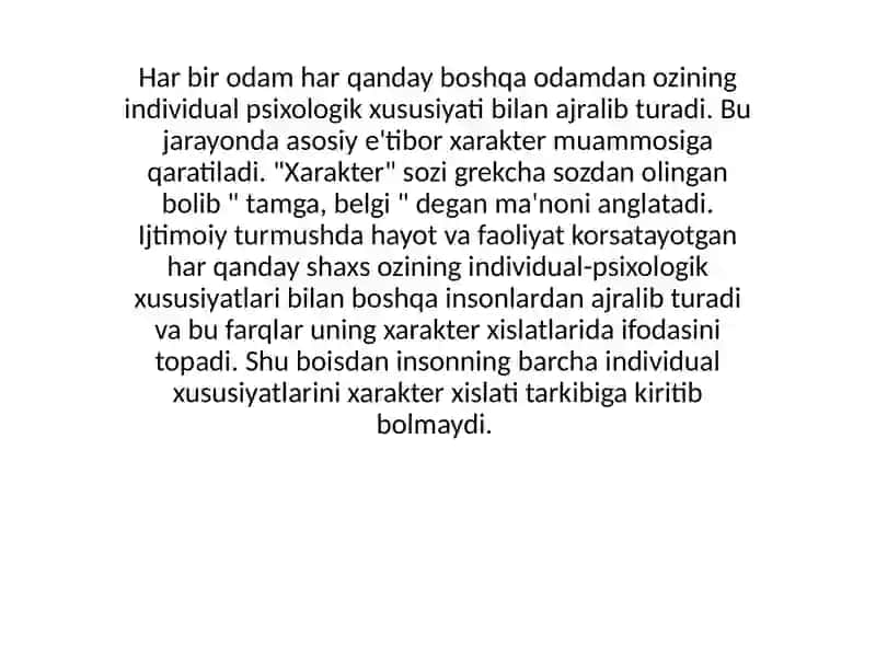 Xarakter haqida Tushuncha 3