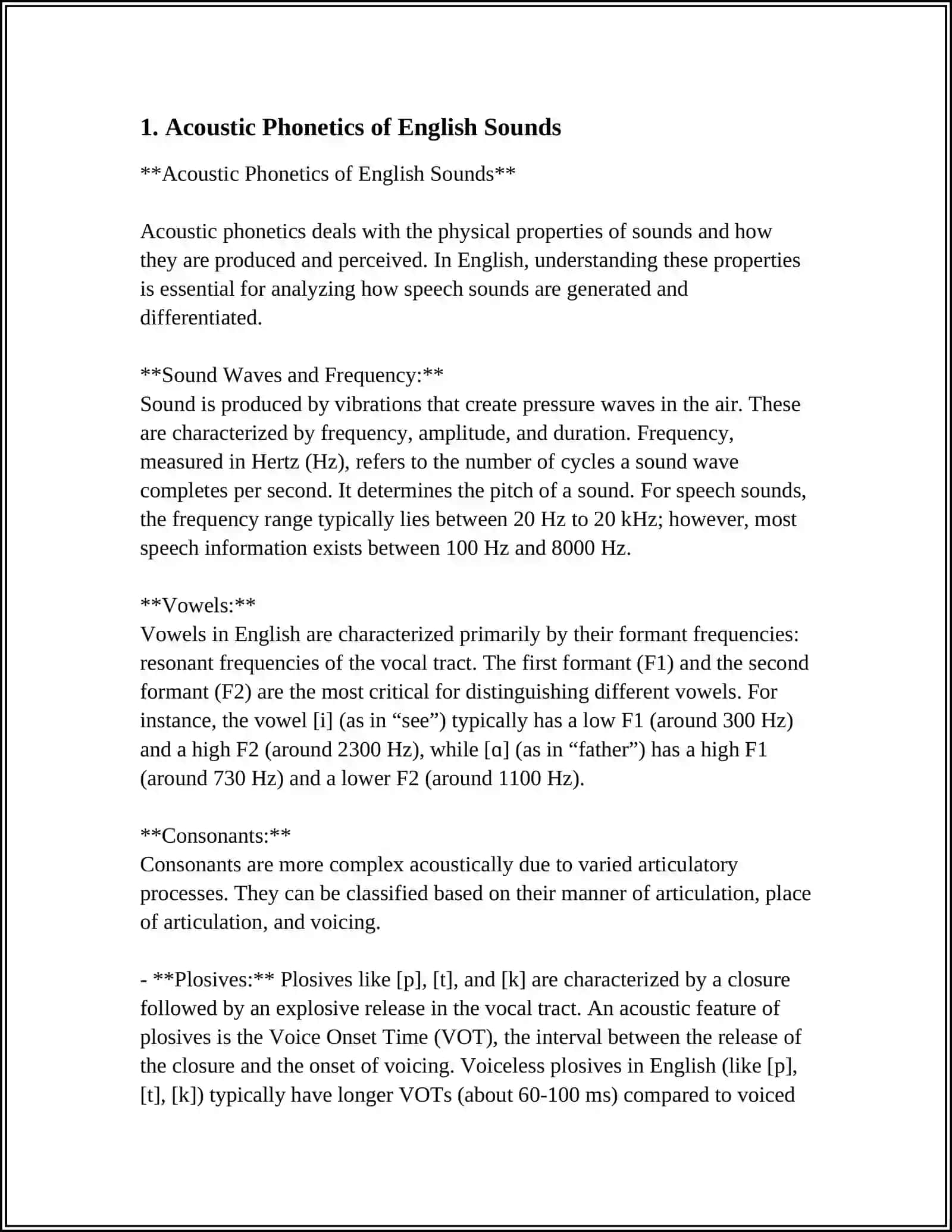 Acoustic Phonetics of English Sounds 3