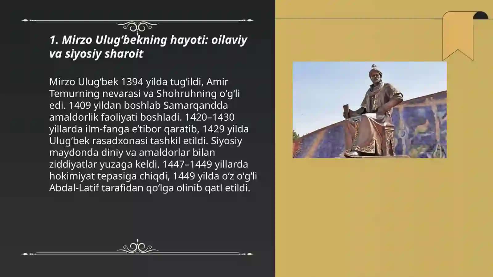 Mirzo Ulugʻbek hayoti va ijodi 3