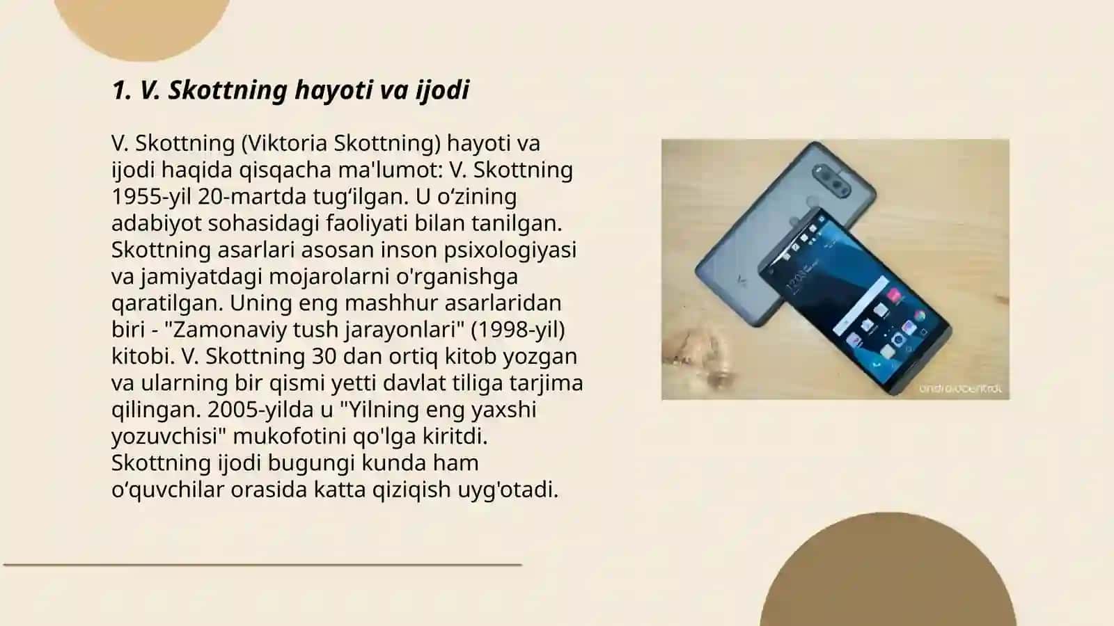 V. Skott asarlari tahlili 3