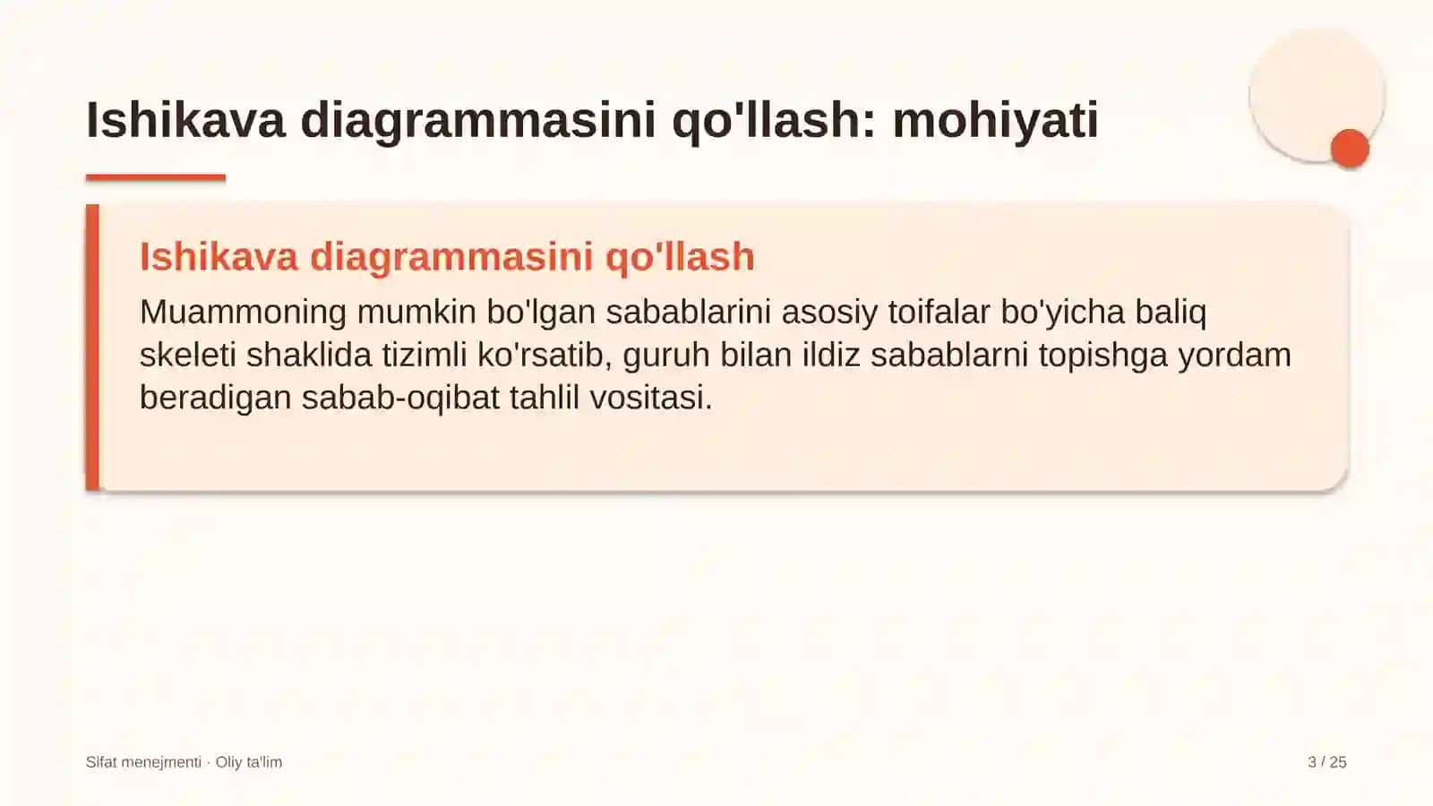 Elektr ta'minoti korxonalarida Ishikava diagrammasini qo'llash 3