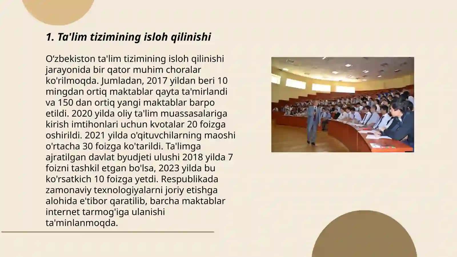 Ta'lim tizimining isloh qilinishi 3