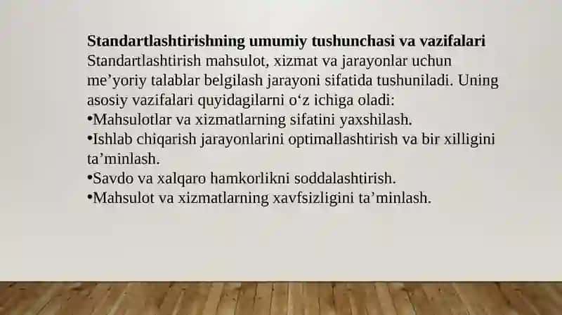 Standartlashtirish usullarini o'rganish 3