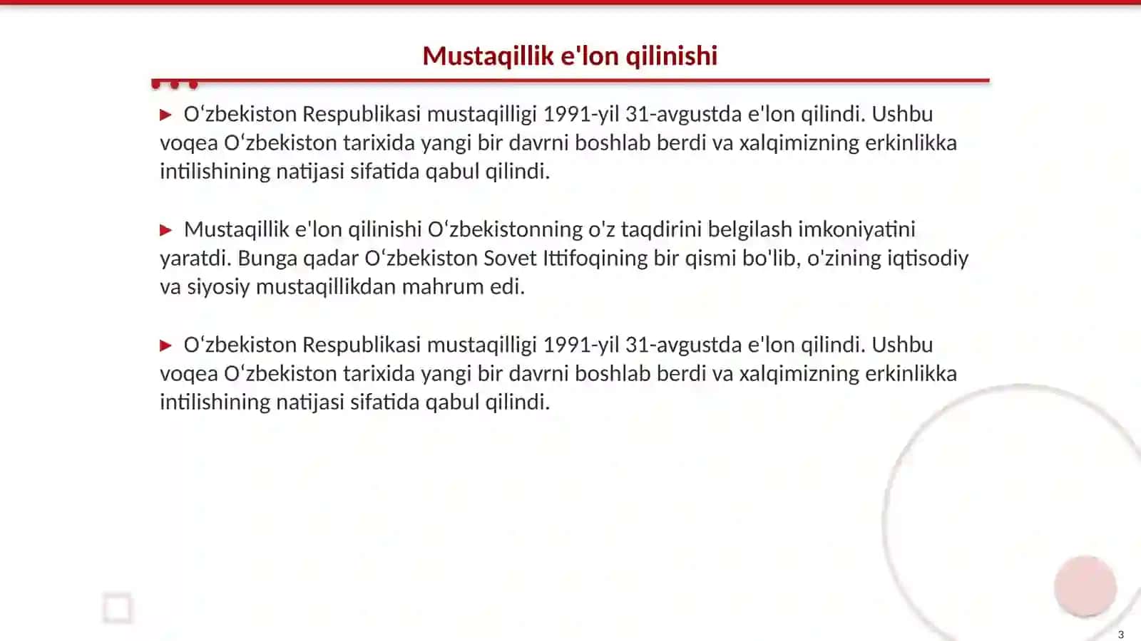 Oʻzbekiston Respublikasi mustaqilligi asoslariga oid manbalar 3
