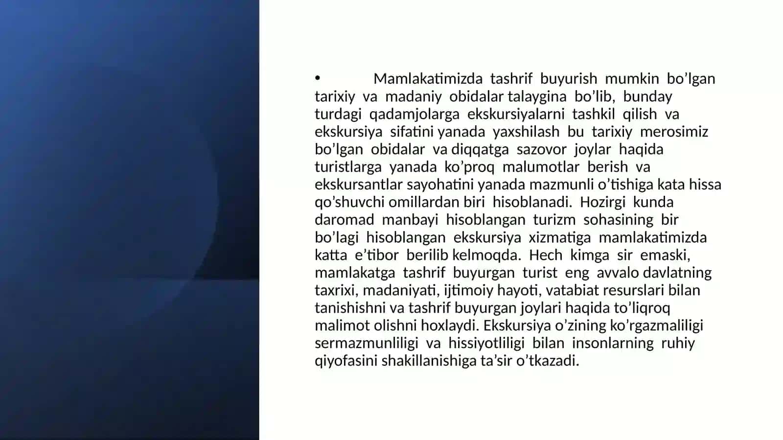 Turizmda ekskursiya xizmatlari va ularni rivojlantirish 3