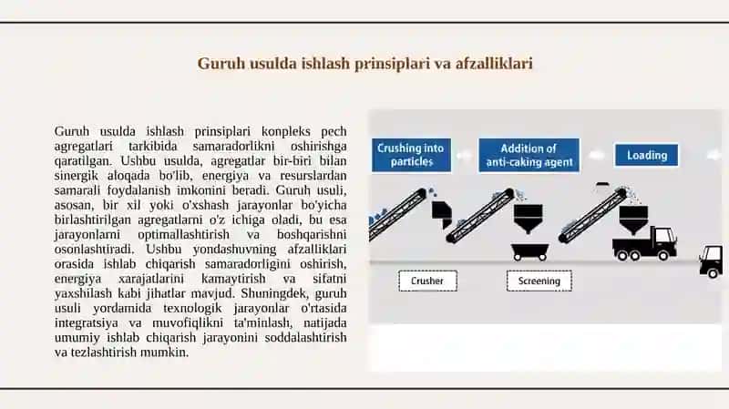 Guruh usulda ishlaydigan konpleks pech agregatlari tarkibi 3