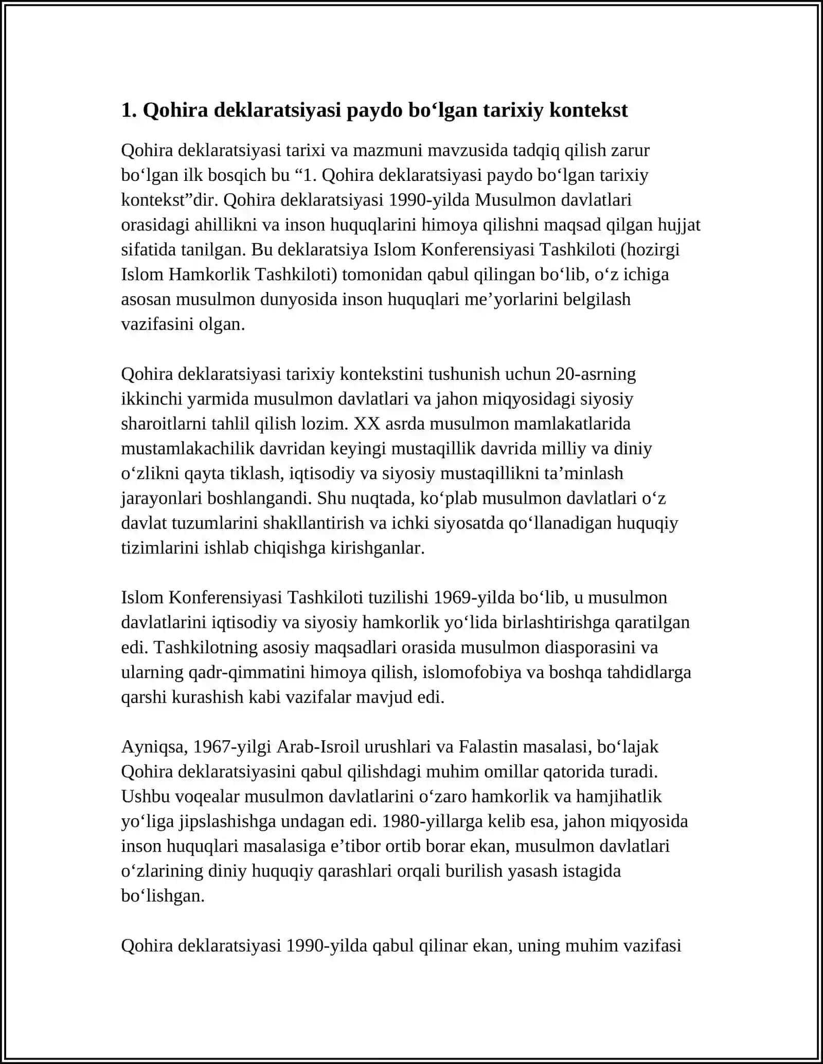 Qohira deklaratsiyasi tarixi va mazmuni 3