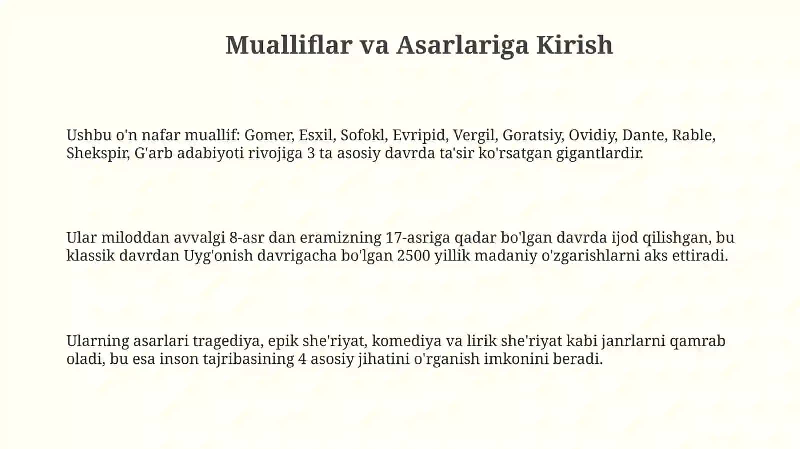 Mualliflar va Asarlariga Kirish 3