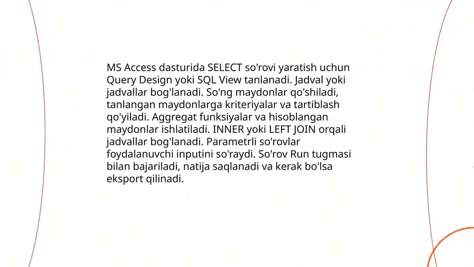 MS Acces dasturida sorovlar yaratish 3