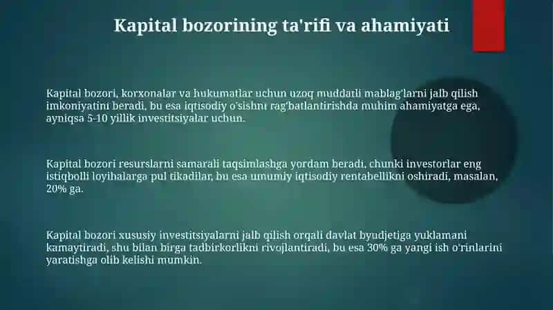 Kapital bozorining vazifalari 3