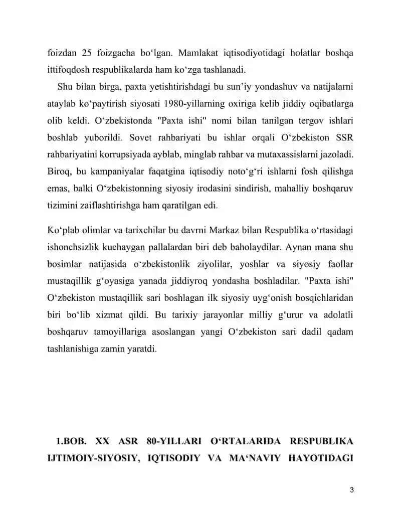 Òzbekistinda paxta ishi  kurs ishi 3