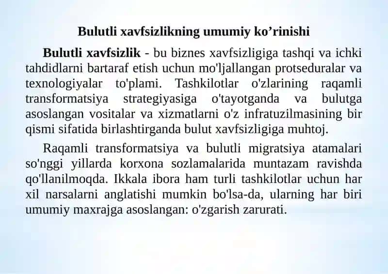 Clouddagi xavfsizliklarda ko'riladigan choralar 3