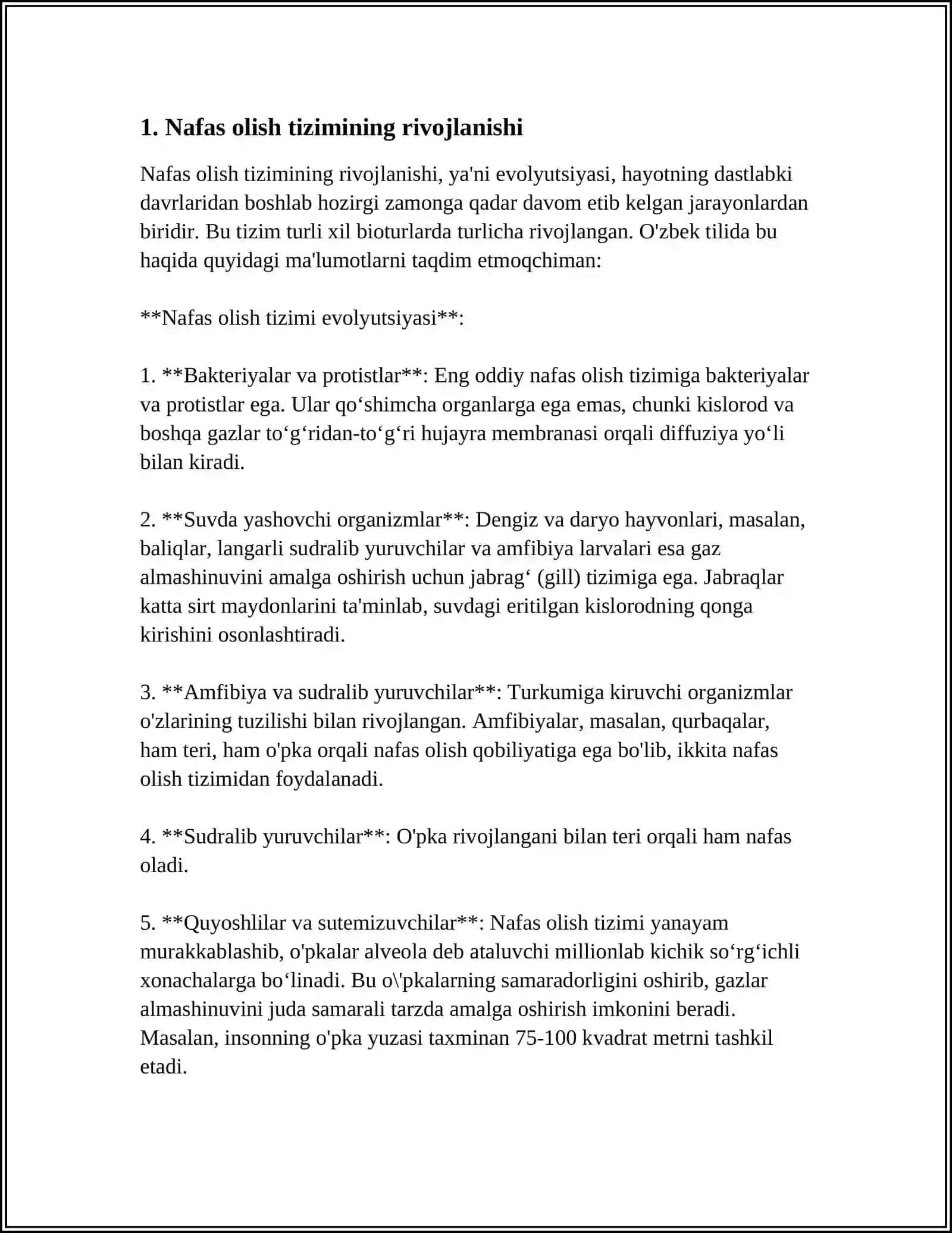 Nafas olish tizimini rivojlantiring 3
