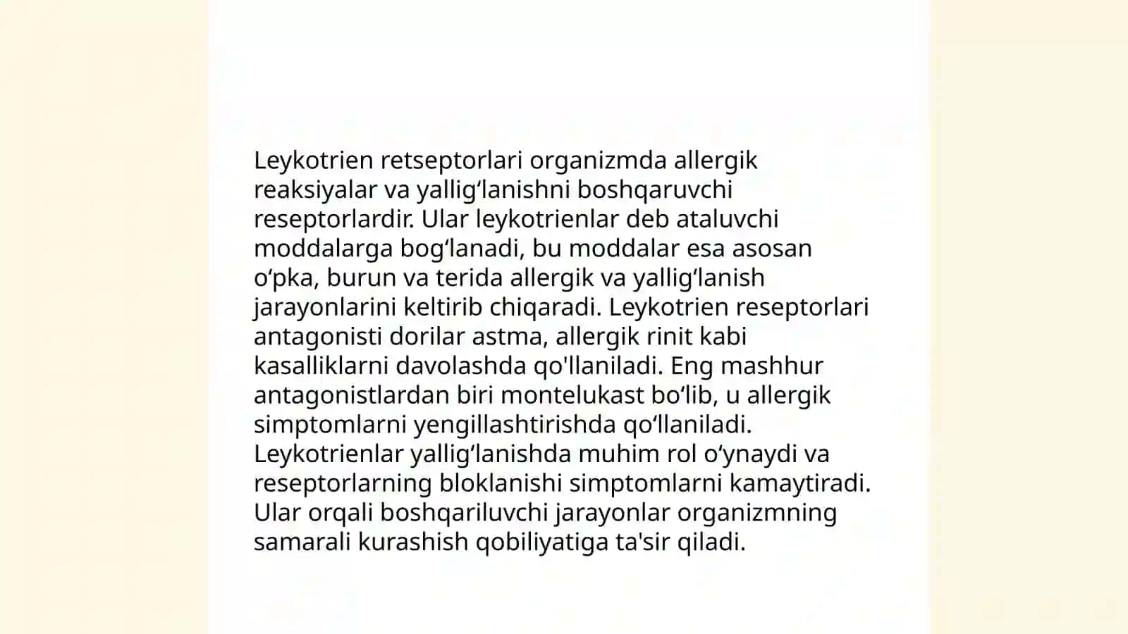 Leykotrien retseptorlariga tasir etuvchi dorilar 3