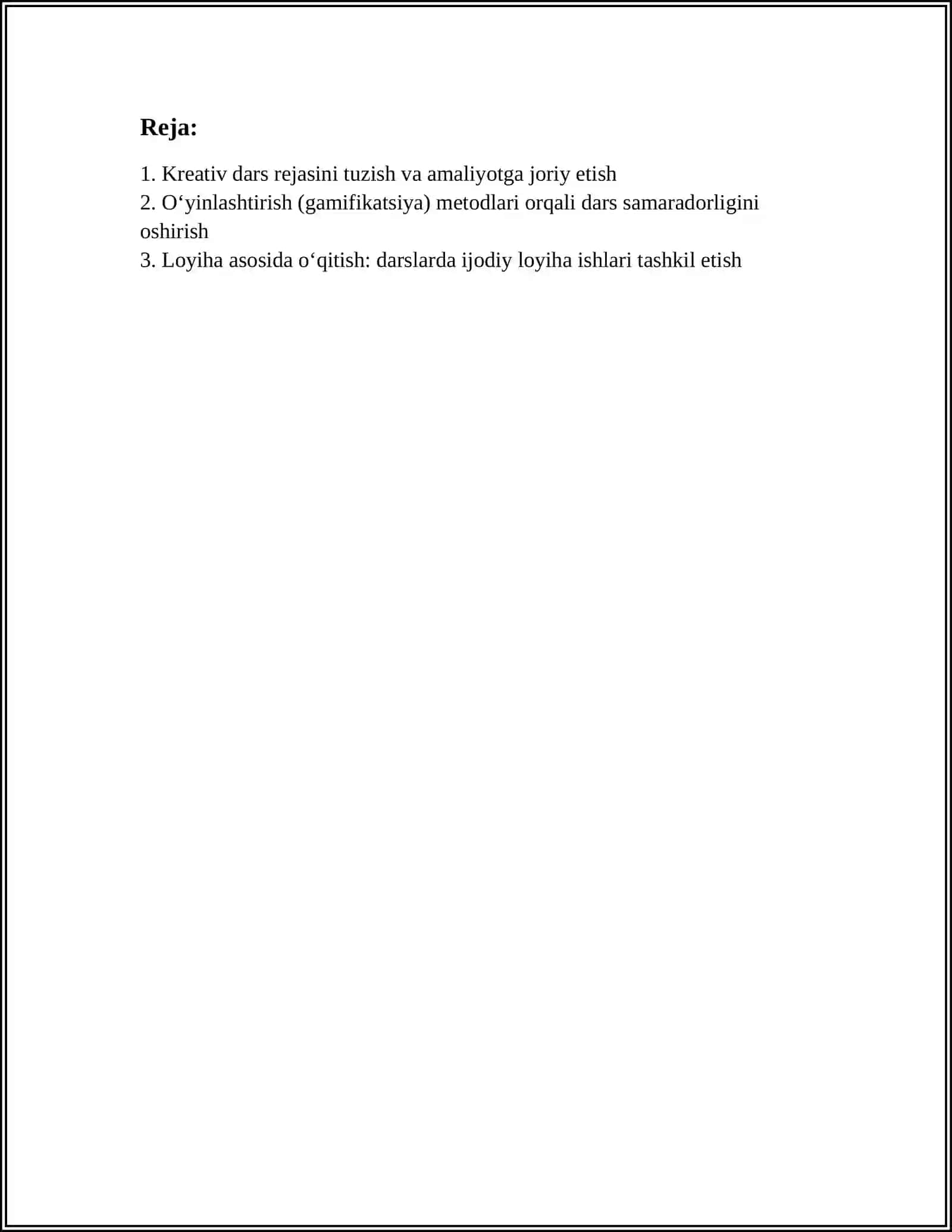 OʻQUV MASHGʻULOTLARIGA KREATIV YONDASHUV 3