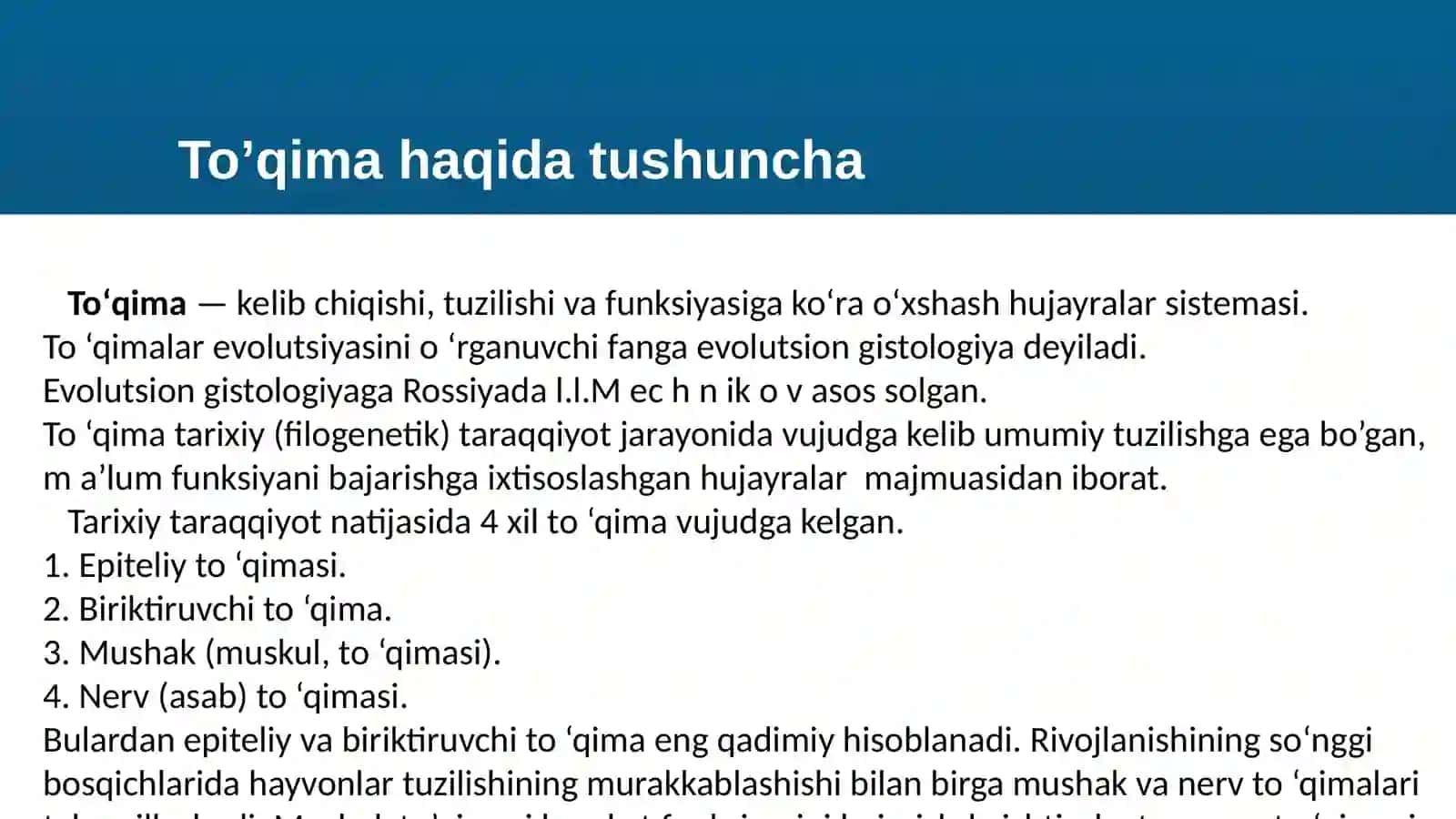 GISTOLOGIYA TO’QIMALAR 3