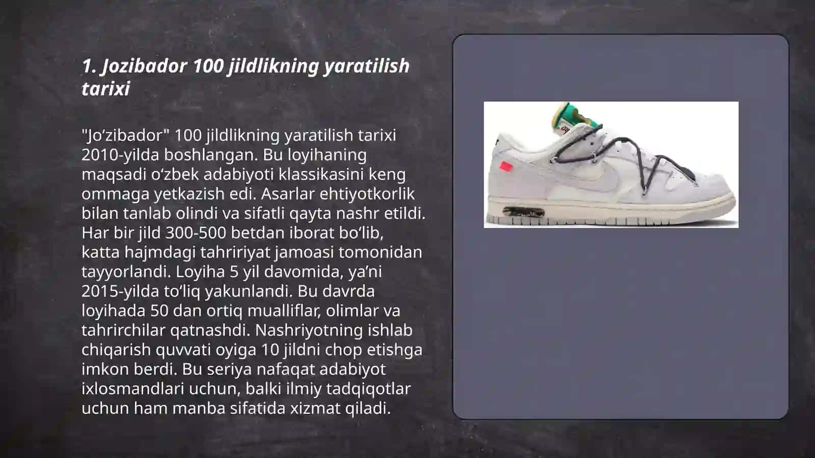 Joʻzibador 100 jildlikning yaratilishi 3