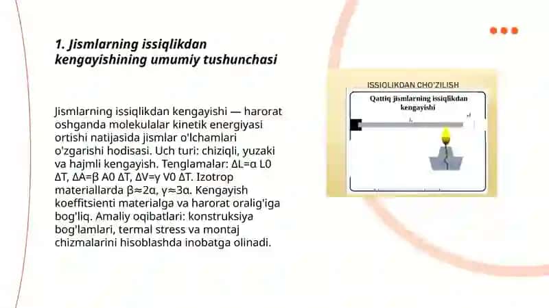 Jismlarning issiqlikdan kengayishi 3