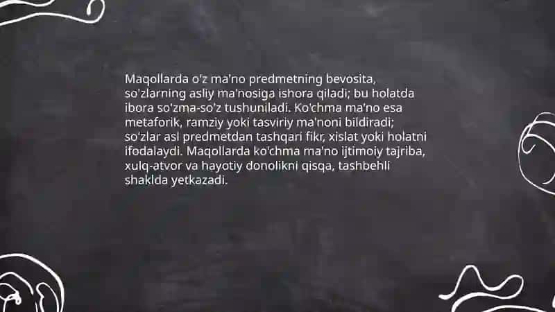 Maqollarda o'z va ko'chma ma'no 3