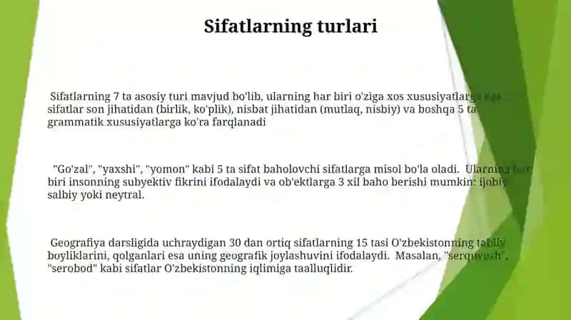 Sifat so'z turkumi haqida 3