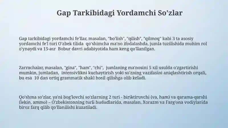 Yordamchi so'z turkumlar 3